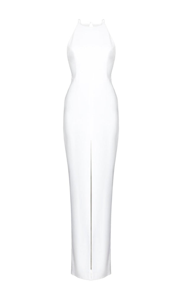 rasario Halterneck crepe maxi dress white P077X020 – RASARIO