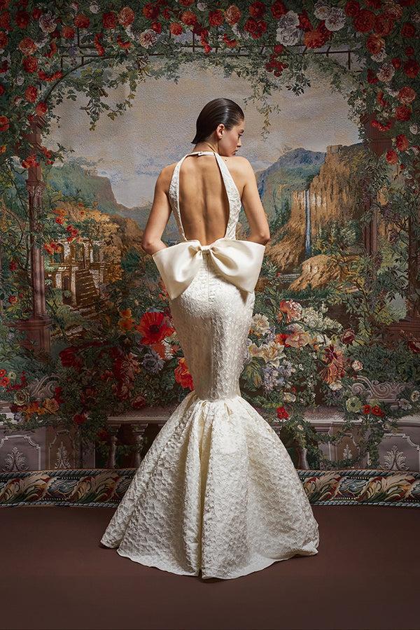 Rasario Jacquard Maxi Dress With Silk Organza Bows B001DX02 – RASARIO