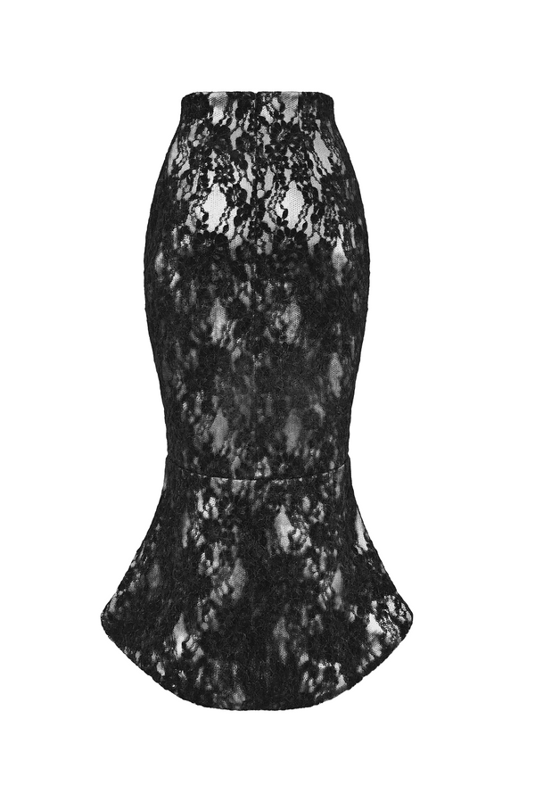 Rasario Lace And Satin Midi Skirt Black/white 090SD012 – RASARIO