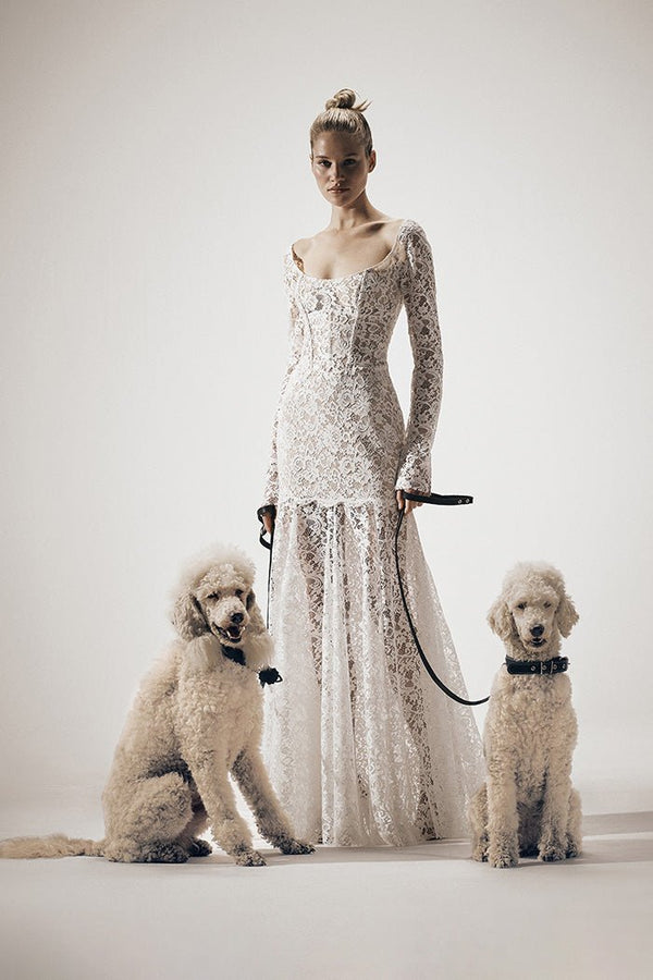 rasario Lace corset maxi dress with an opened back B005X020 – RASARIO