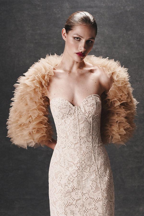 Rasario Lace Midi Corset Dress Beige 003DD006 – RASARIO