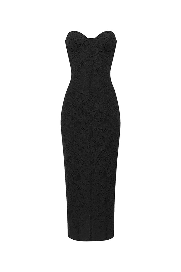 rasario Lace midi corset dress black 003DD001 – RASARIO