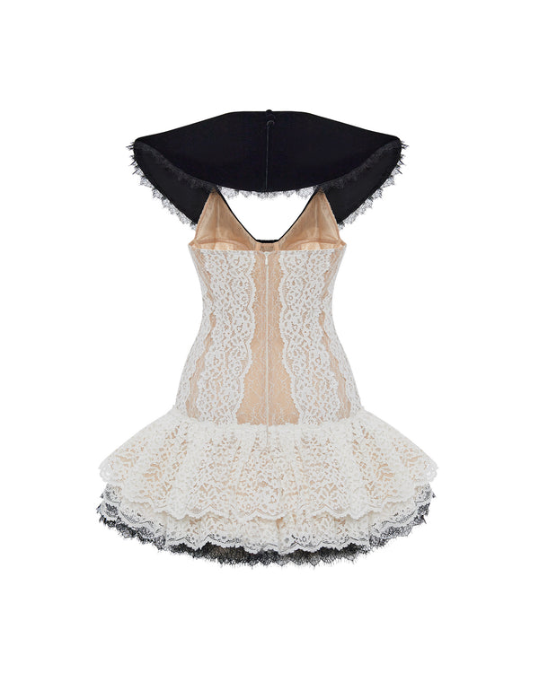 Rasario Lace Mini Dress Black/white 126DN002 – RASARIO