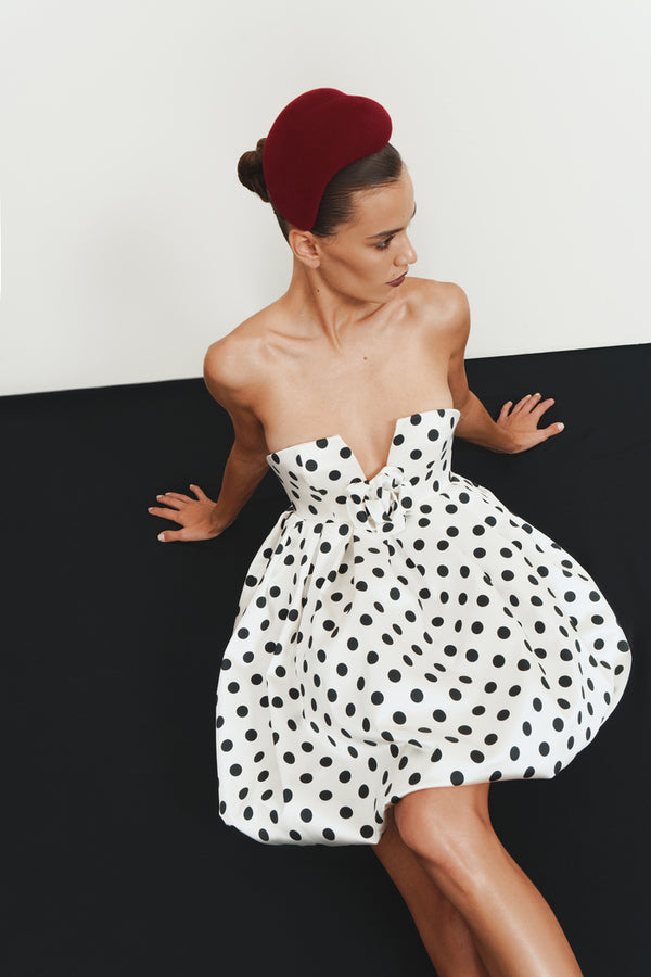 Rasario Mini Dress With Satin Balloon Skirt Black/white 133DN002 – RASARIO