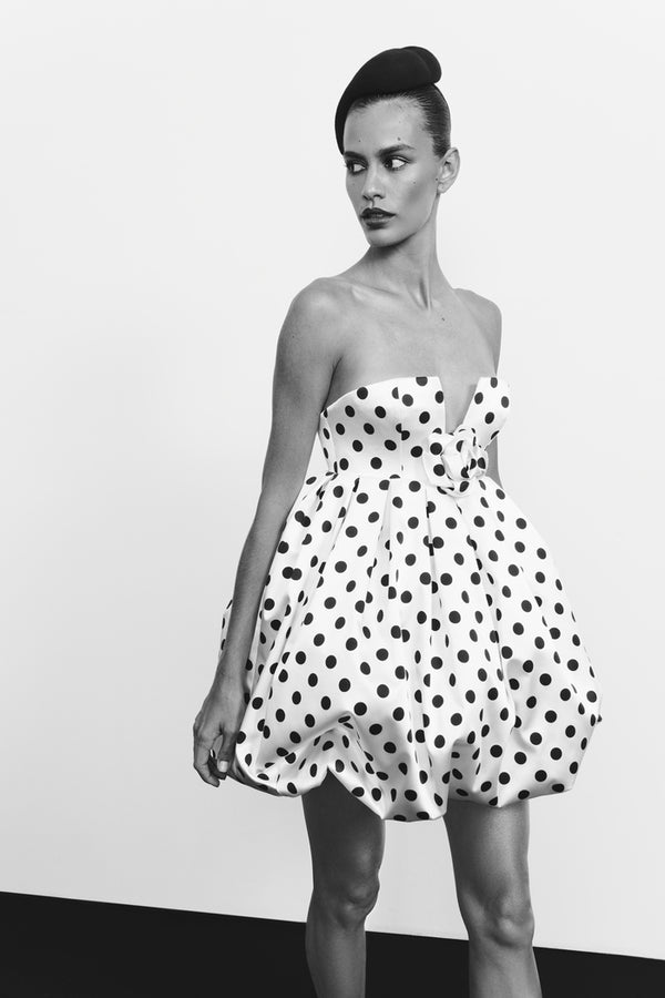 Rasario Mini Dress With Satin Balloon Skirt Black/white 133DN002 – RASARIO