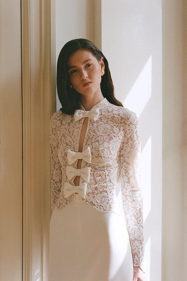 Rasario Lace And Crepe Maxi Dress 007DX002 – RASARIO