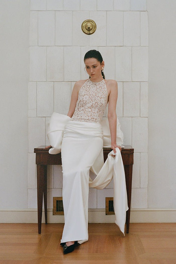 Rasario Lace And Satin Maxi Dress 001DX002 – RASARIO