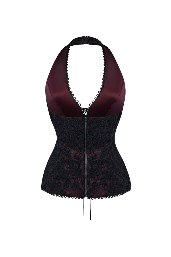 Rasario Lace Corset Top Burgundy 015TP013 – RASARIO