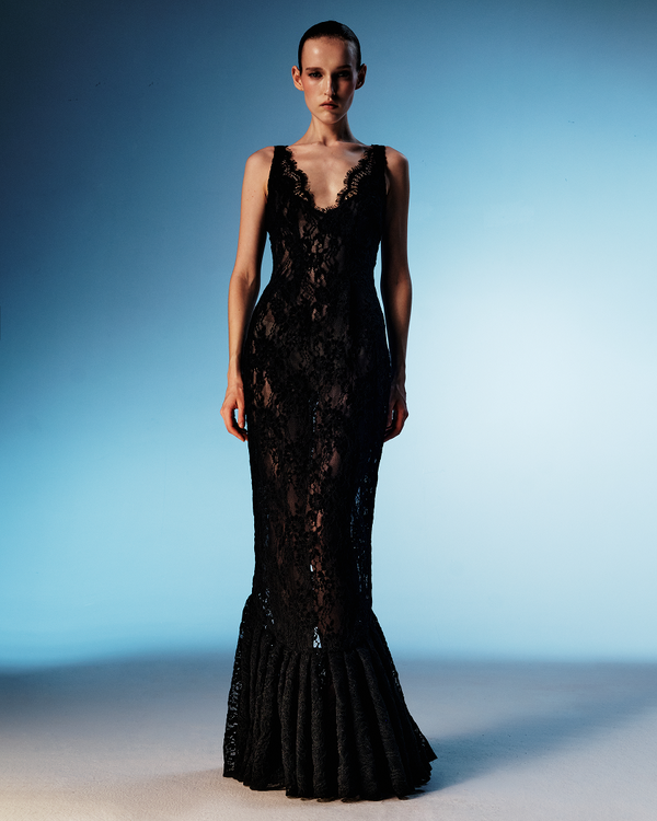 Rasario Lace Maxi Dress Black 04DX001 – RASARIO