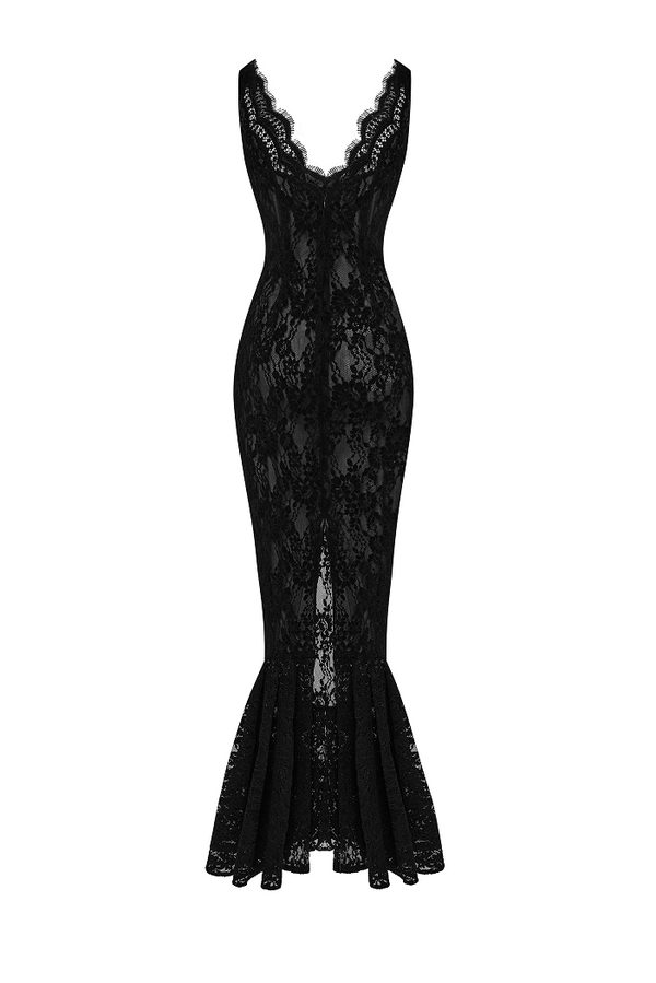 Rasario Lace Maxi Dress Black 04DX001 – RASARIO