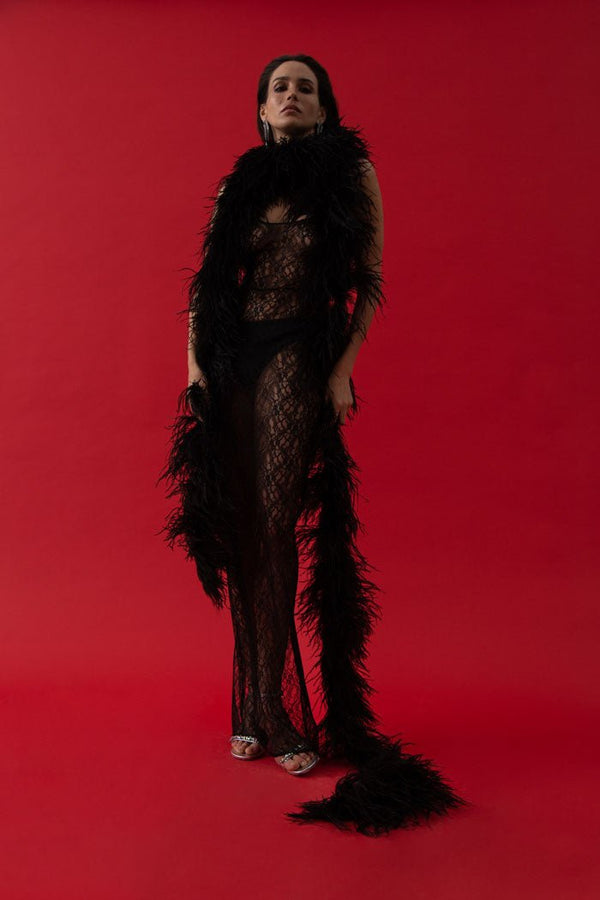 Rasario Lace Maxi Dress Black F060X010 – RASARIO