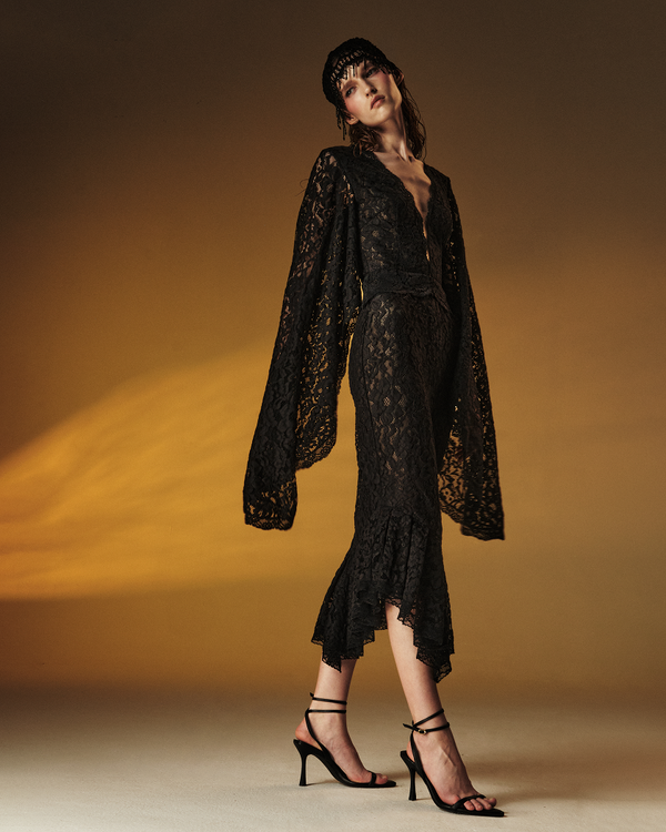 Rasario Lace Midi Dress Black 005DD001 – RASARIO