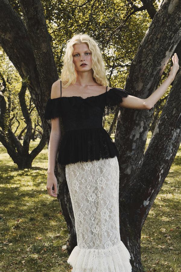 Rasario Lace Midi Skirt White 144SD002 – RASARIO