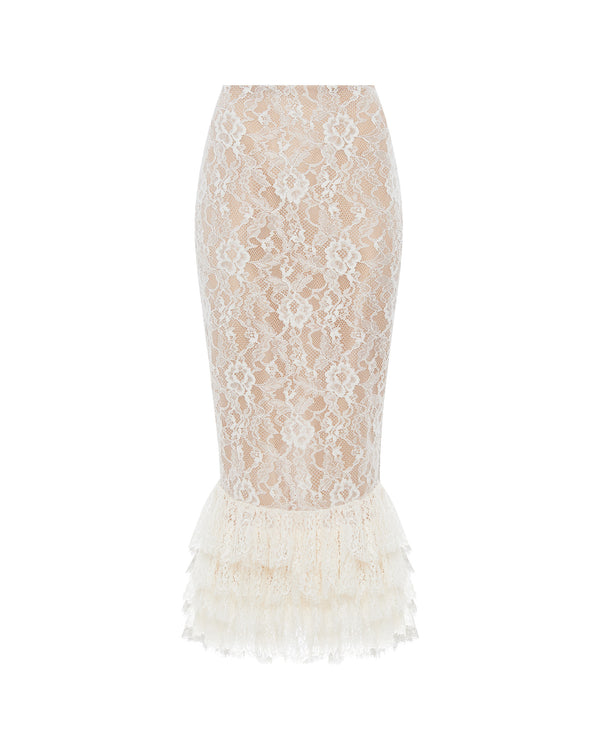 rasario Lace midi skirt white 144SD002 – RASARIO