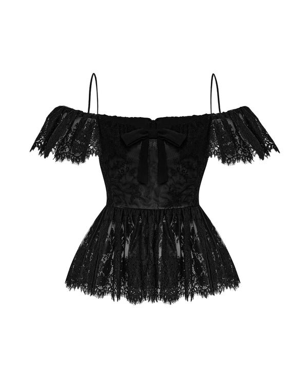 rasario Lace peplum top black 143TP001 – RASARIO
