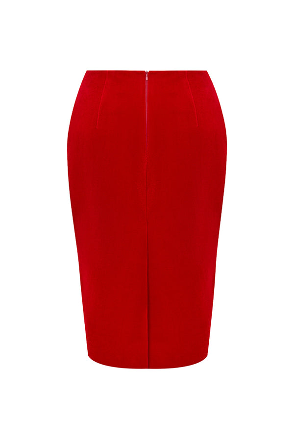 Rasario Midi Velvet Skirt Red 009SD003 – RASARIO