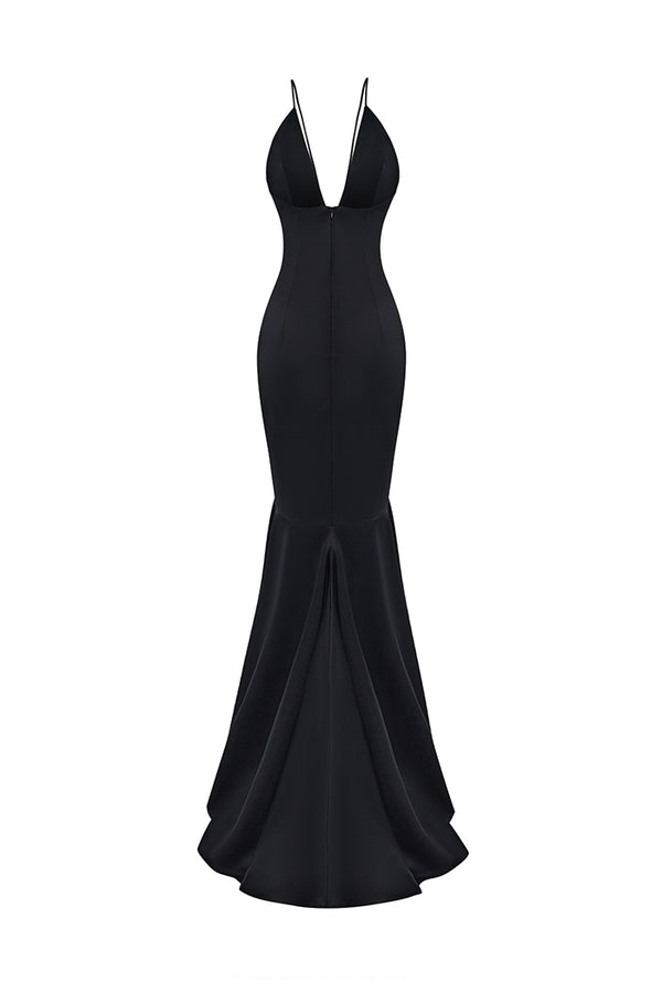 Rasario Satin Maxi Dress Black 045DX021 – RASARIO