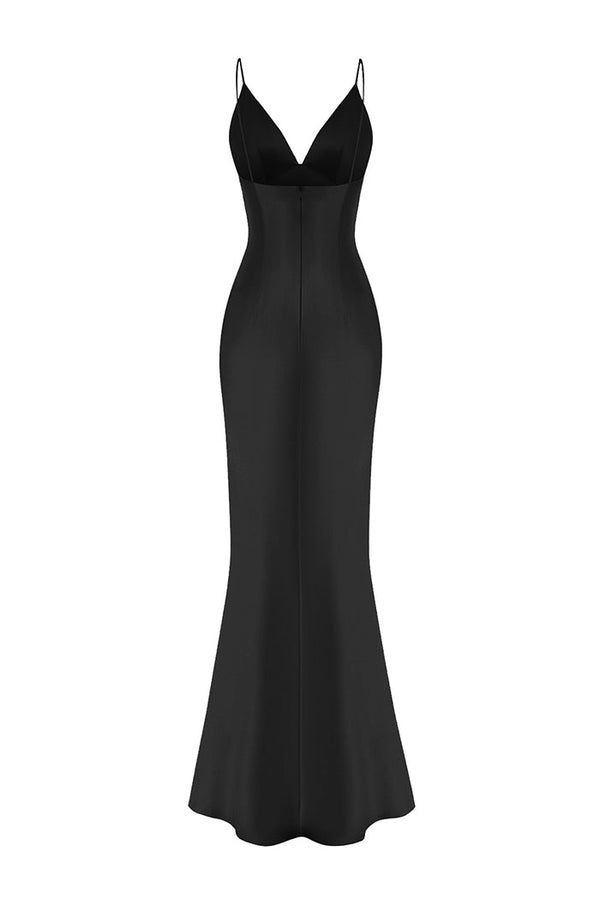 Rasario Satin Maxi Dress Black S090X010 – RASARIO