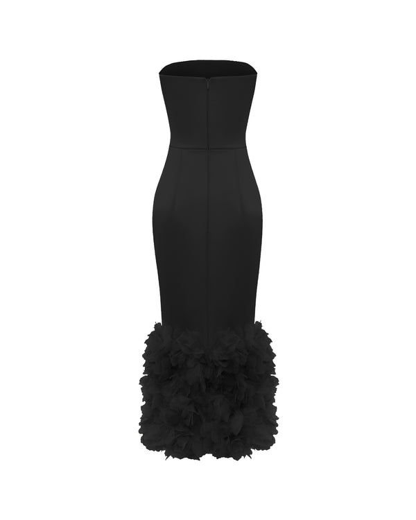 Rasario Satin Midi Dress Black 064DD001 – RASARIO