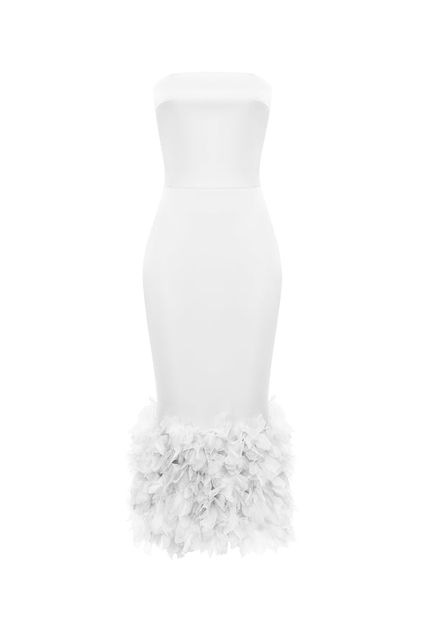 rasario Satin midi dress white 064DD002 – RASARIO