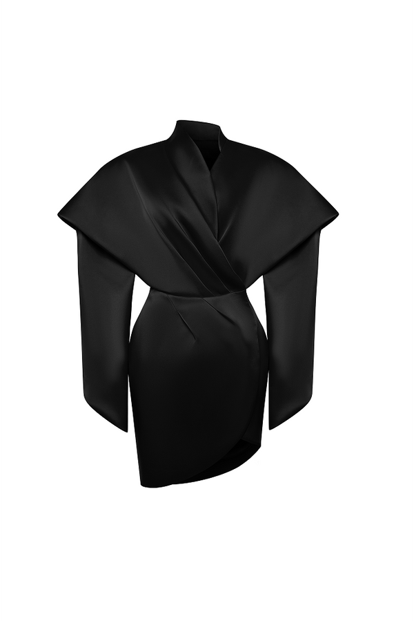 rasario Satin mini dress black 025DN001 – RASARIO rasario Satin mini dress black 025DN001 – RASARIO