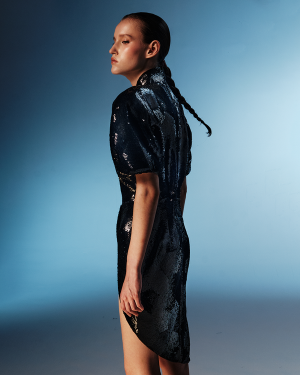 Rasario Sequin Midi Dress Black 007DD001 – RASARIO