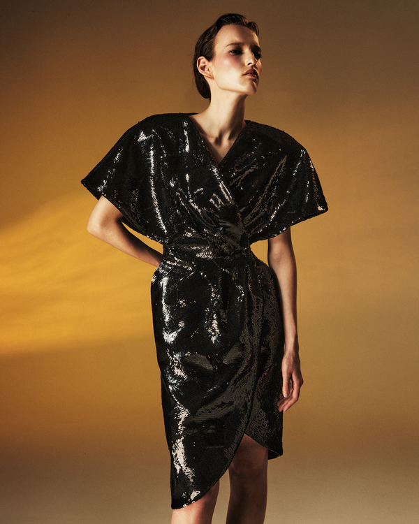 Rasario Sequin Midi Dress Black 100DD001 – RASARIO