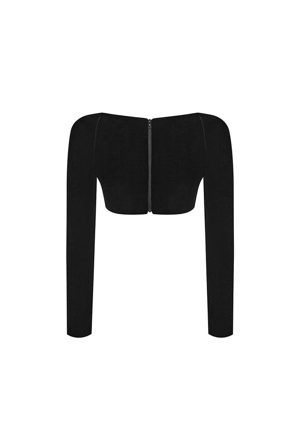 Rasario Velvet Cropped Top Black F007A010 – RASARIO