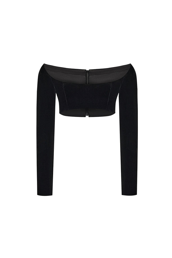 rasario Velvet cropped top black F007A010 – RASARIO