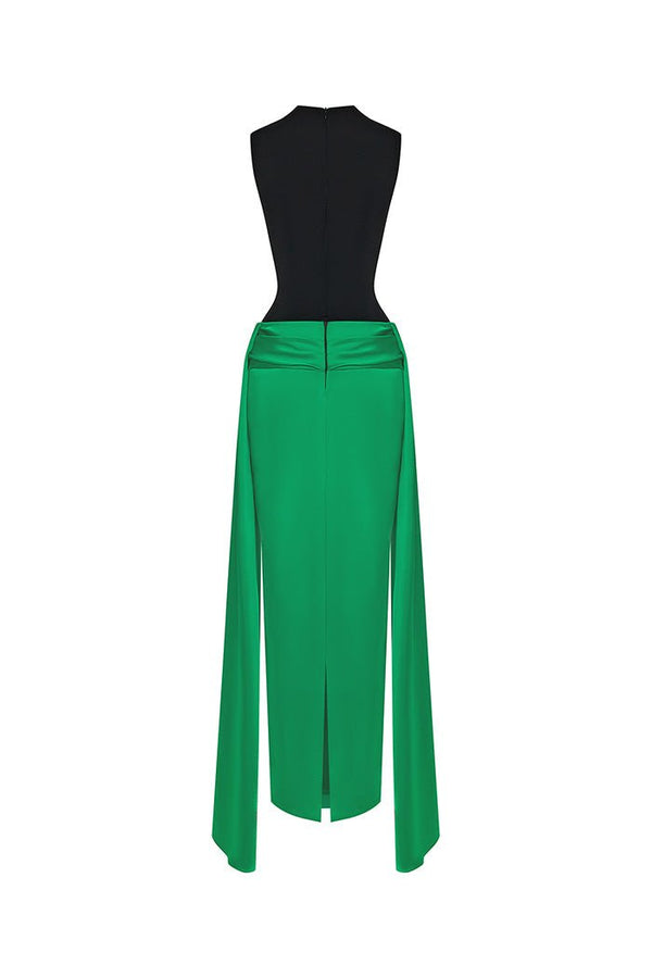 Rasario Satin And Biflex Gown With A Train Black-green F069G840 – RASARIO