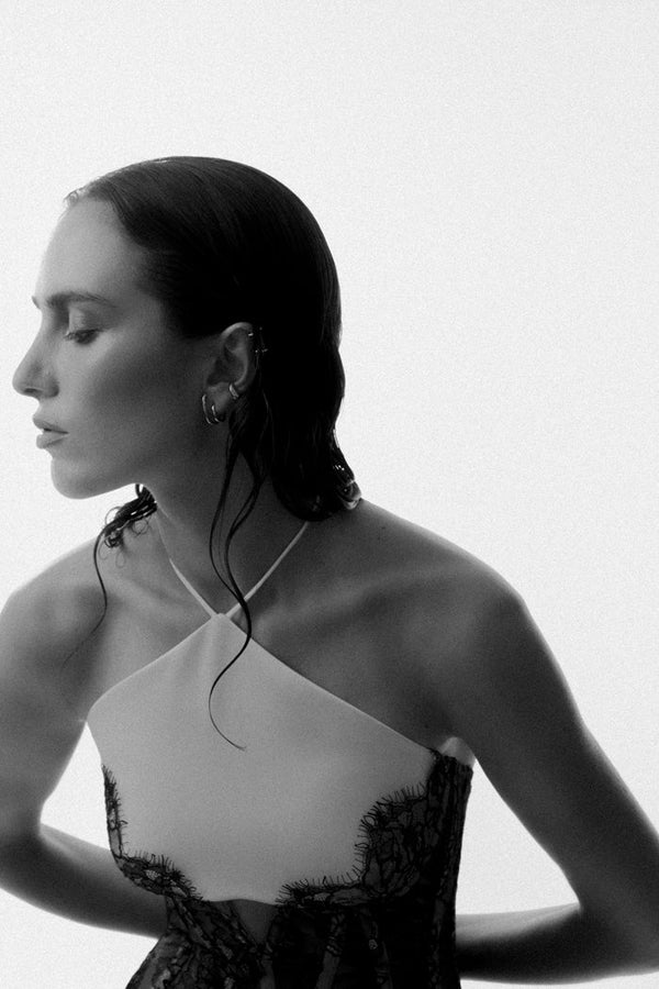 Rasario Satin And Lace Corset Maxi Dress Black S071X010 – RASARIO