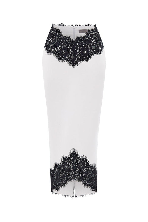 rasario Satin and lace midi skirt white/black S084D010 – RASARIO