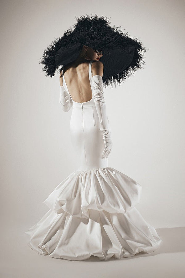 Rasario Satin Balloon Gown With An Opened Back B003G020 – RASARIO