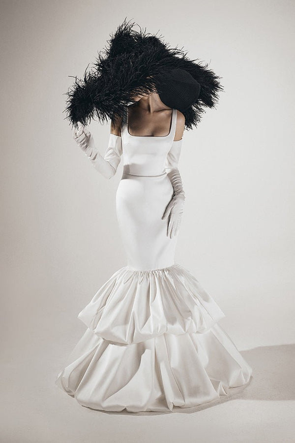 rasario Satin balloon gown with an opened back B003G020 – RASARIO