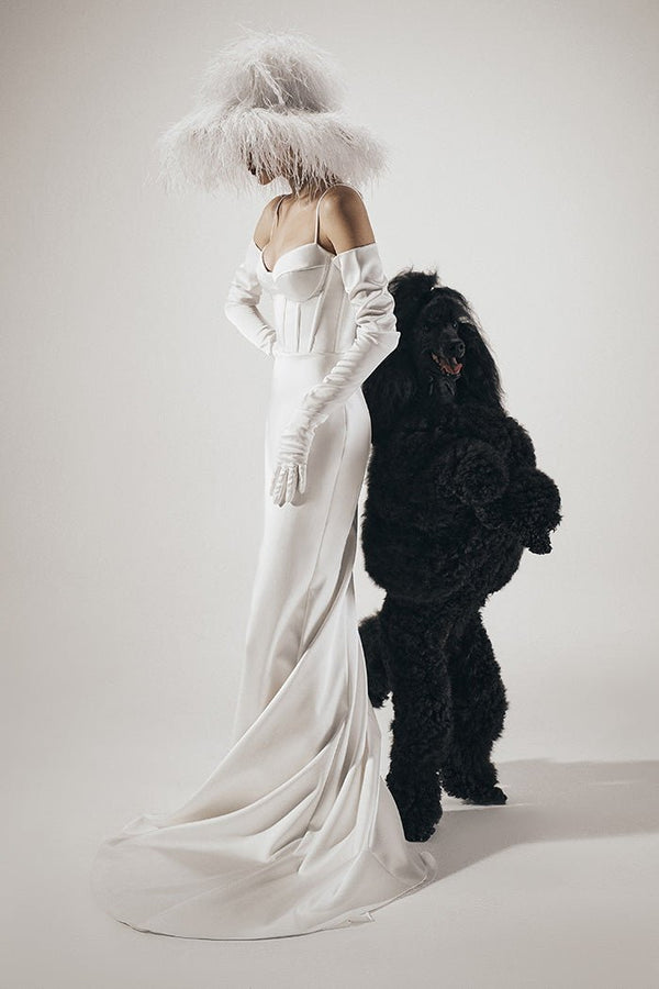 Rasario Satin Bustier Corset Maxi Dress With A Train B009X020 – RASARIO