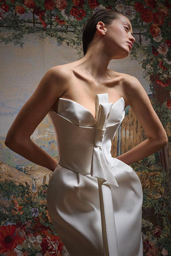 Rasario Satin Corset Maxi Dress White 004DX002 – RASARIO