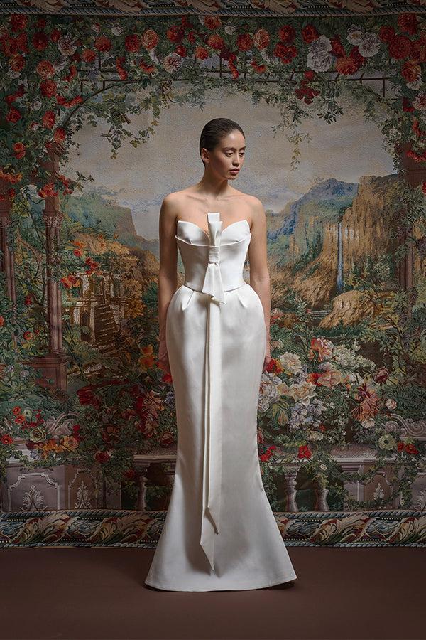 Rasario Satin Corset Maxi Dress White 004DX002 – RASARIO