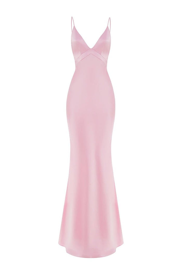 rasario Satin maxi dress light pink S090X290 – RASARIO