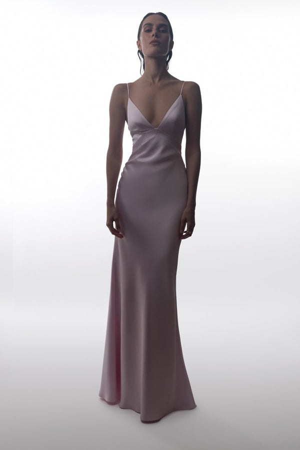 Rasario Satin Maxi Dress Turquoise S090X770 – RASARIO