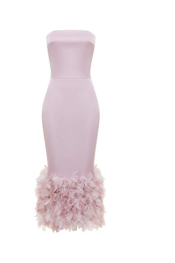 rasario Satin midi dress light pink 064DD029 – RASARIO