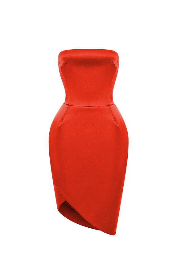 rasario Satin mini dress with a voluminous skirt red 014DN003 – RASARIO rasario Satin mini dress with a voluminous skirt red 014DN003 – RASARIO
