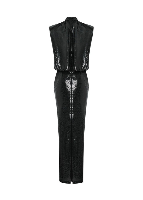 Rasario Sequinned Maxi Dress Black 029DX001 – RASARIO