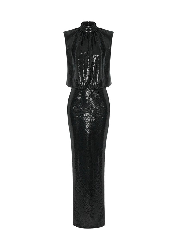 rasario Sequinned maxi dress black 029DX001 – RASARIO