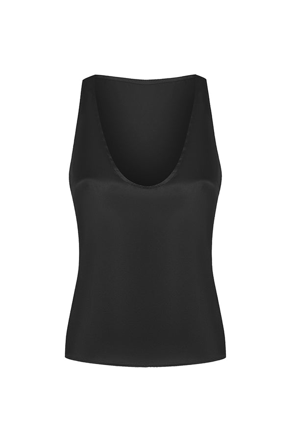 rasario Silk top with a deep neckline black 040TP001 – RASARIO