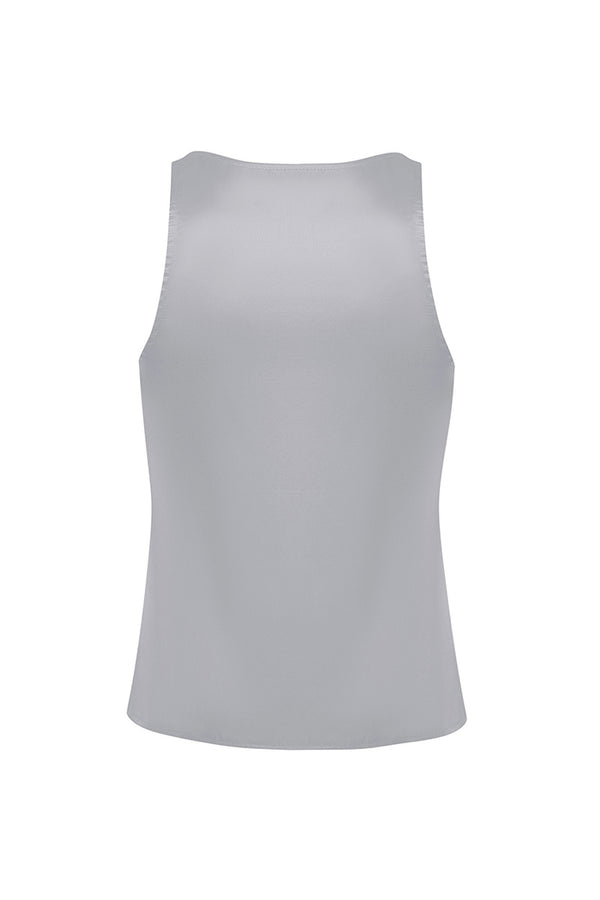 Rasario Silk Top With A Deep Neckline Grey 040TP020 – RASARIO