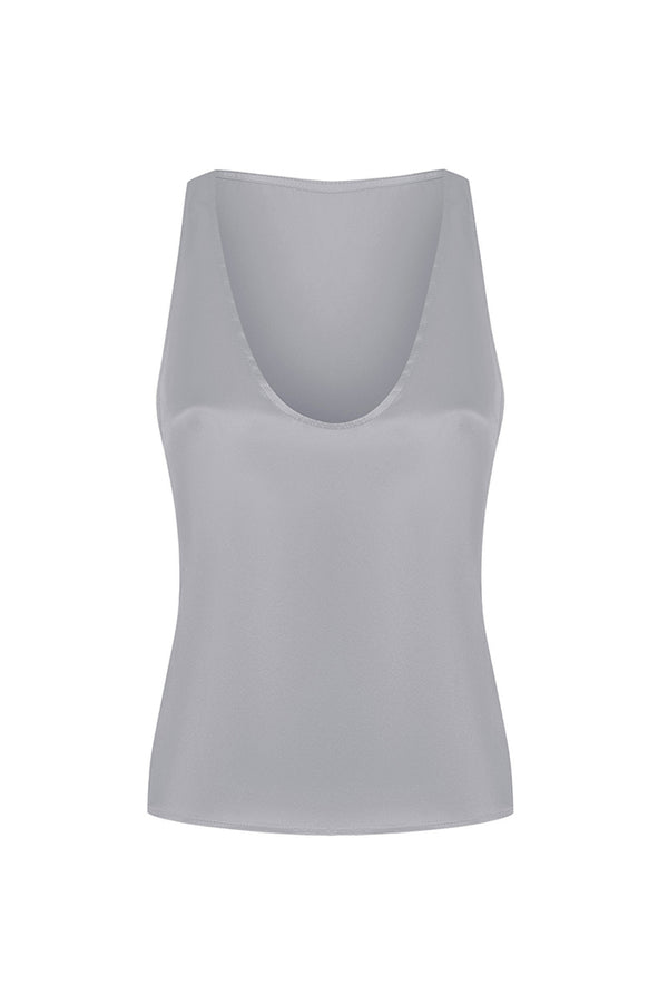 rasario Silk top with a deep neckline grey 040TP020 – RASARIO