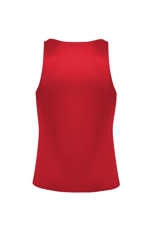 Rasario Silk Top With A Deep Neckline Red 040TP003 – RASARIO