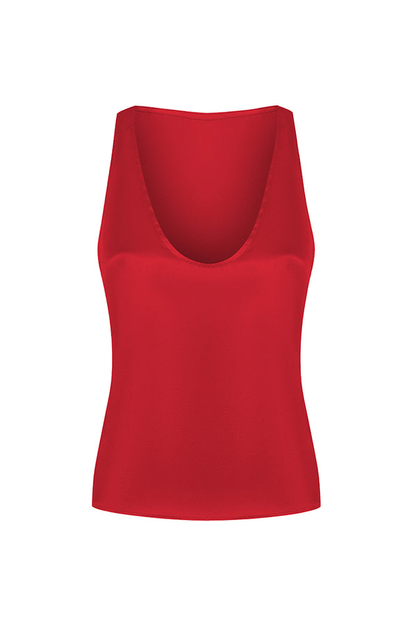 rasario Silk top with a deep neckline red 040TP003 – RASARIO