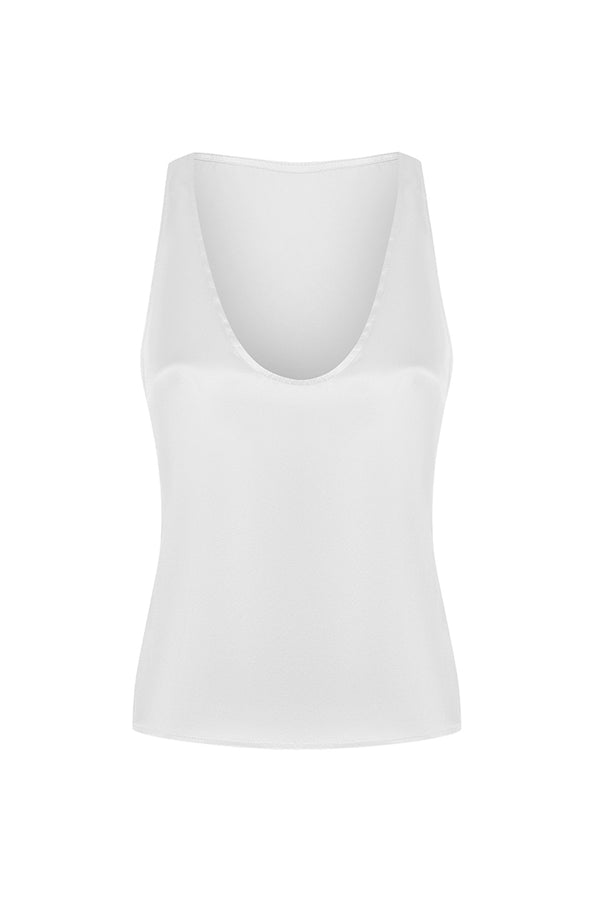rasario Silk top with a deep neckline white 040TP002 – RASARIO