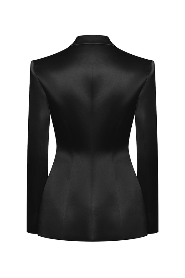 Rasario Single-breasted Satin Jacket Black 024BZ001 – RASARIO